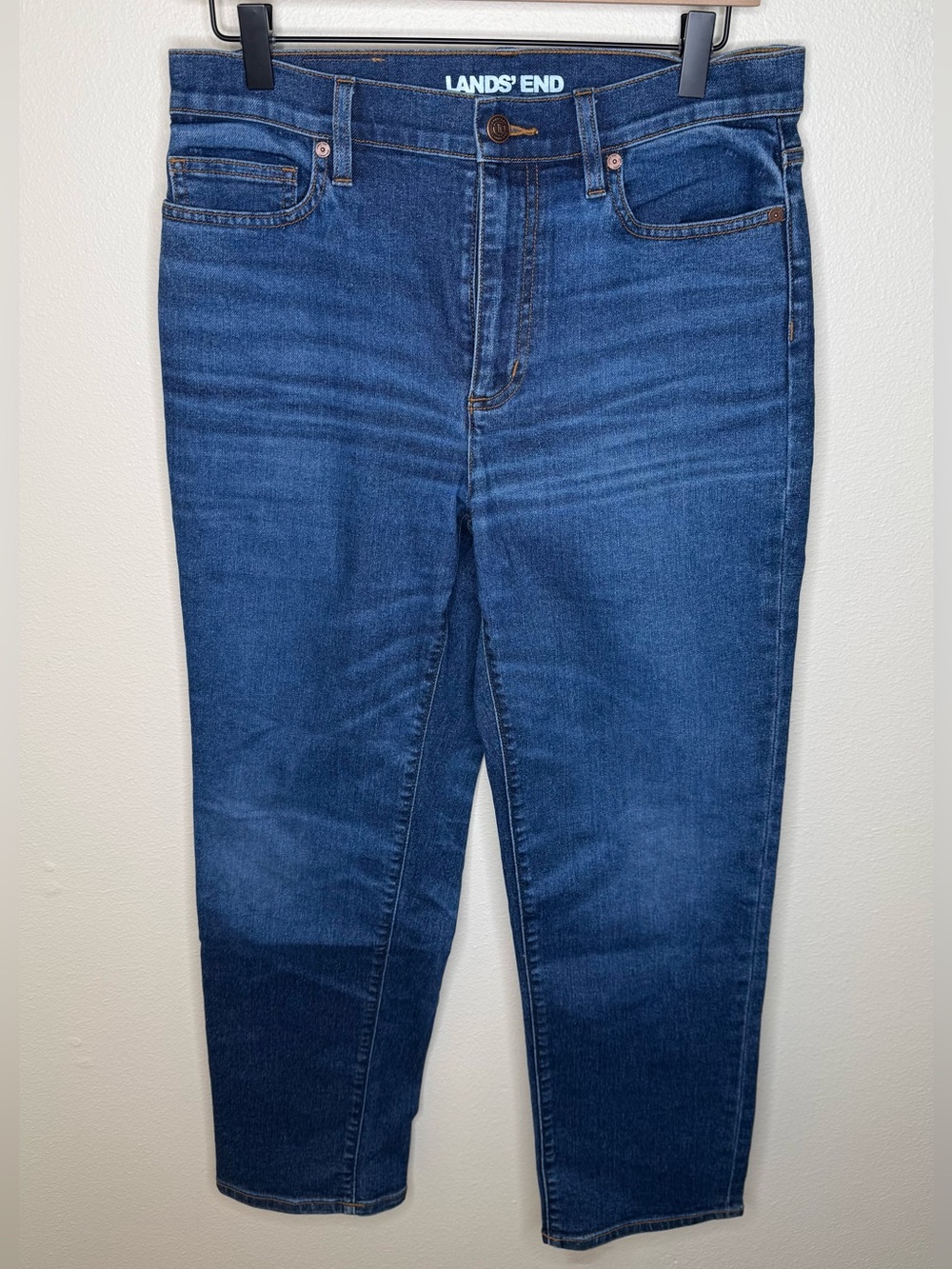 Lands’ End Women’s Size 10 Stretch Jeans Medium Wash Straight Leg Denim